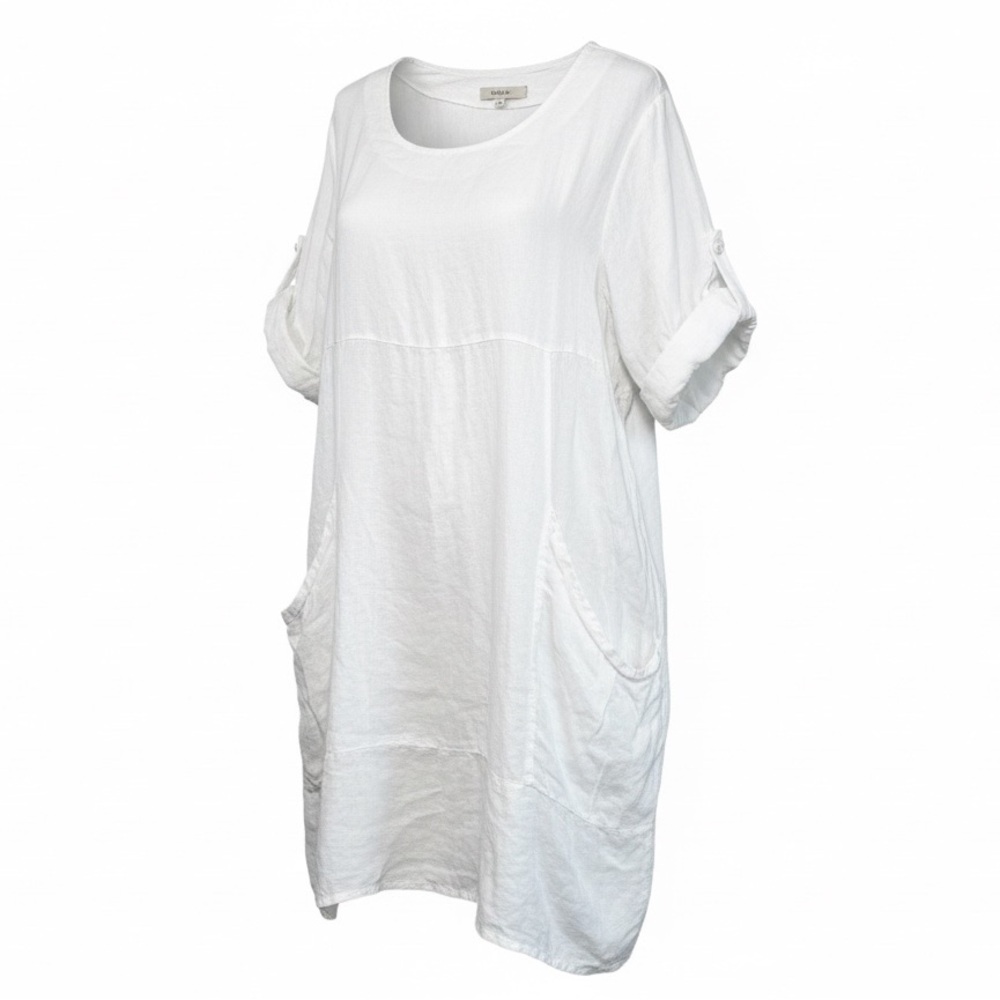 100% Linen VASNA Relaxed White Scoop-Neck Tunic Women’s size XL